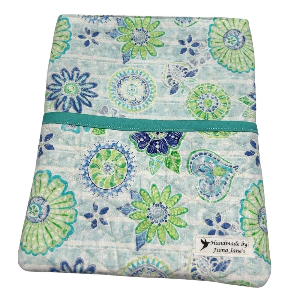 Handmade Quilted Kindle or Small Book Sleeve Front Pocket NEW 9" x 7 1/2" Boho